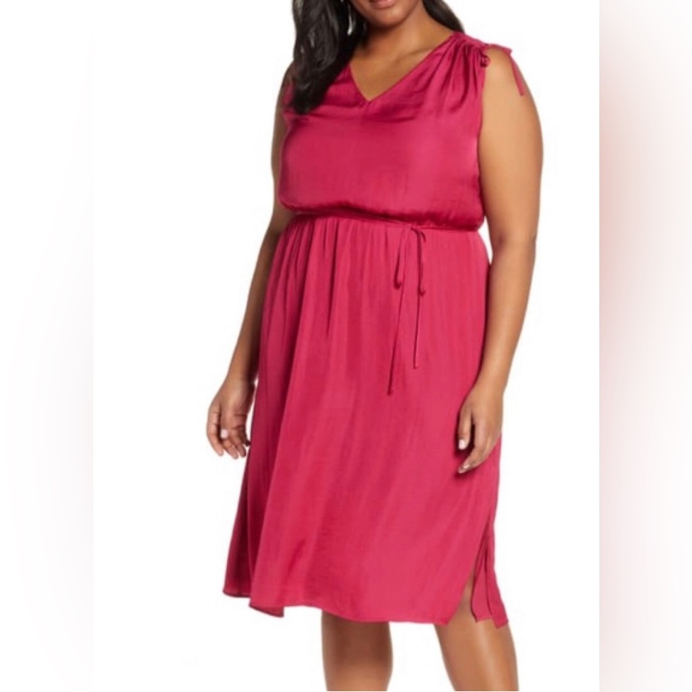 Vince Camuto NWT pink silky side slit‎ dress summer oasis women’s plus size 2X